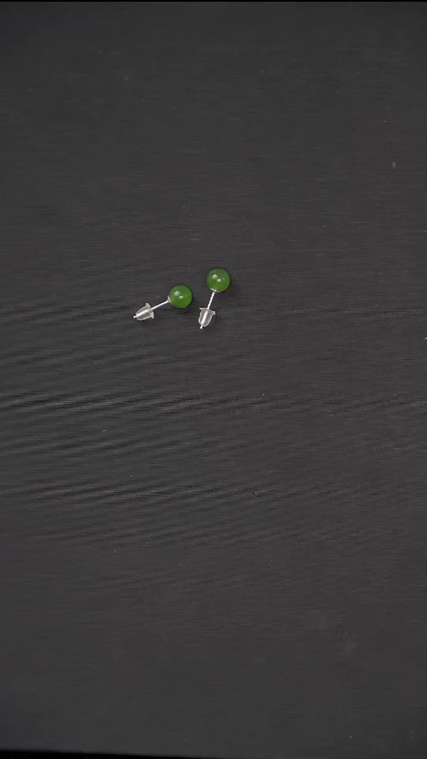 银S925镶嵌和田玉耳饰耳钉