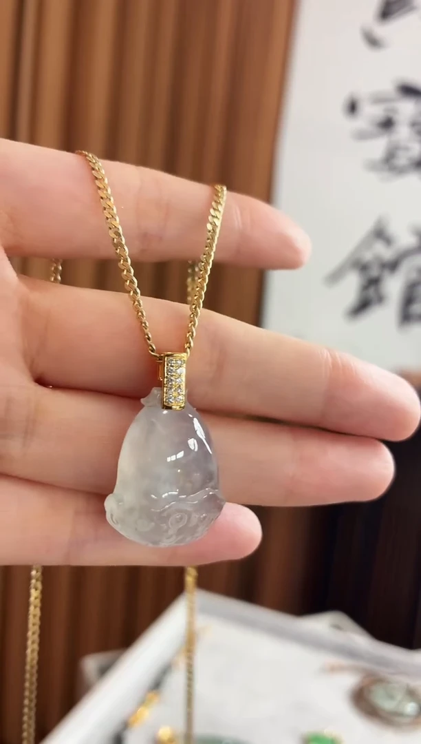 吊坠(不含链)18K金镶嵌翡翠吊坠