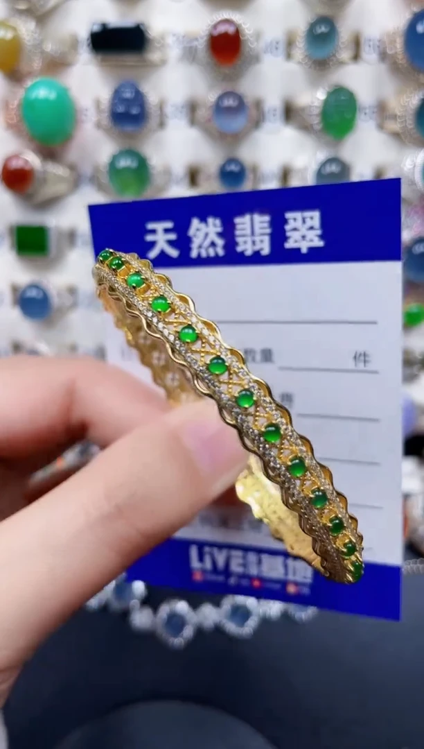 银S925镶嵌手镯翡翠268