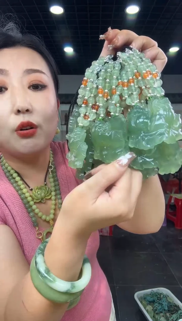 【闪购商品】岫玉颈饰未镶嵌180金鱼满堂【半珠链】