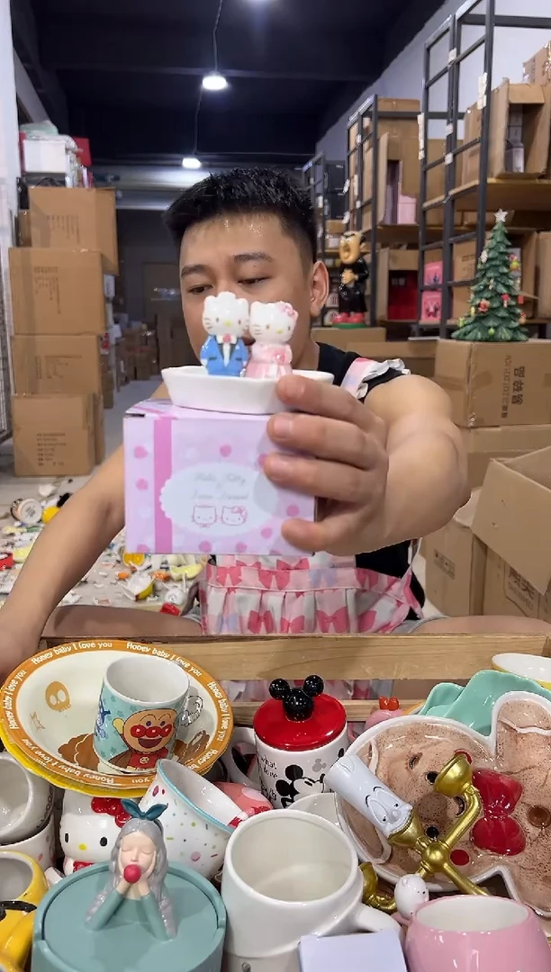 瓷片原盒kt猫结婚首饰盘
