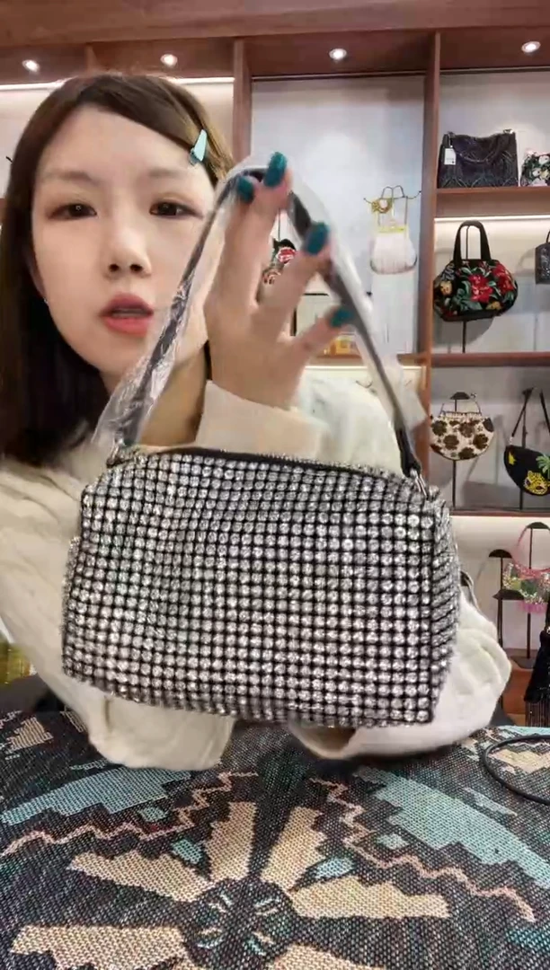 织物7号手工珠珠包包腋下斜跨包手拿包手提晚宴包