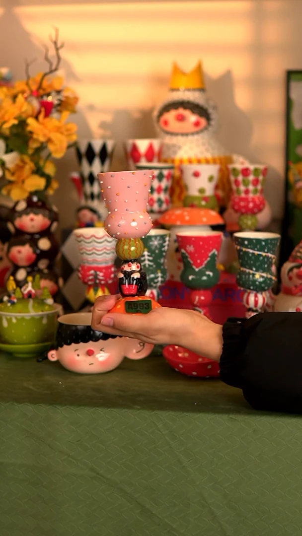 .993喜上陶社高脚杯子