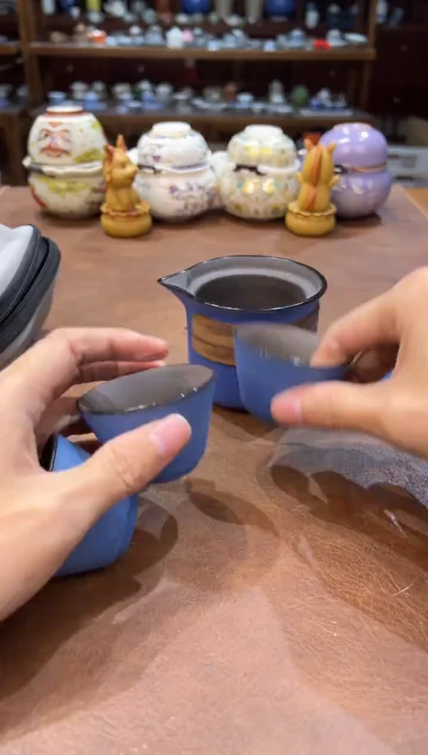 真的很便宜超好看会开片的旅行茶具