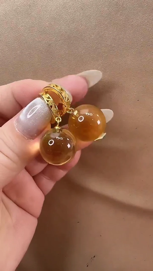 琥珀颈饰未镶嵌耳环