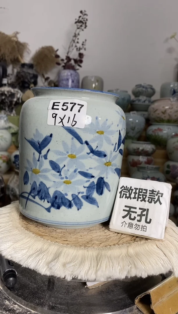 底微裂 瓷韵花盆 E577 手工制品 完美主义者慎拍
