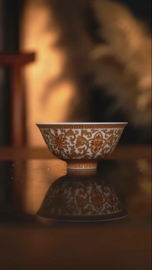 诺**舟矾红描金碗杯