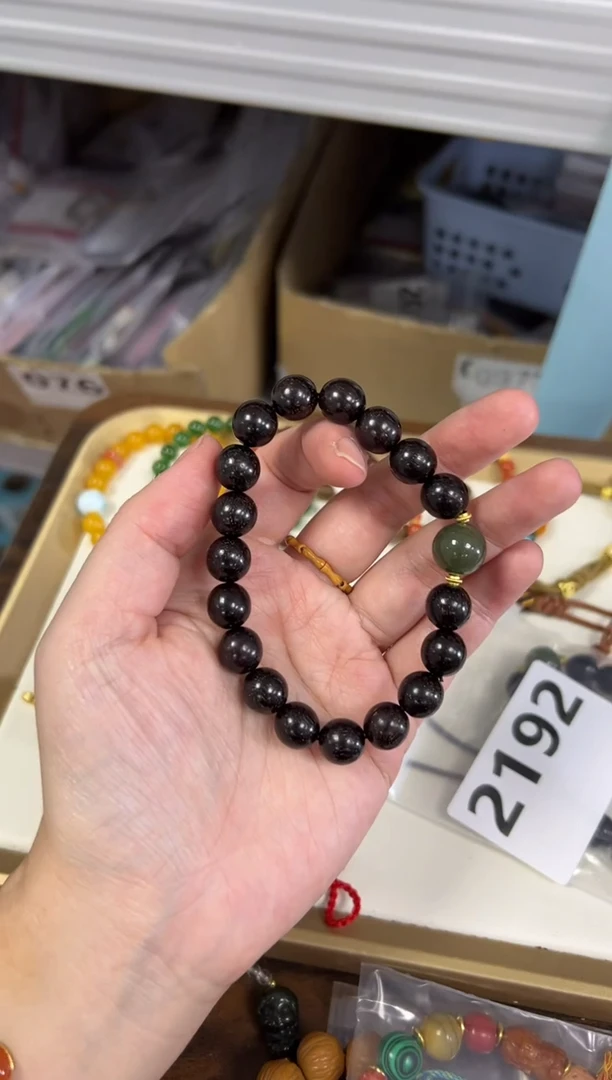 吊坠檀香紫檀（小叶紫檀）未镶嵌紫檀木和田玉顶珠圆珠手串[2192]