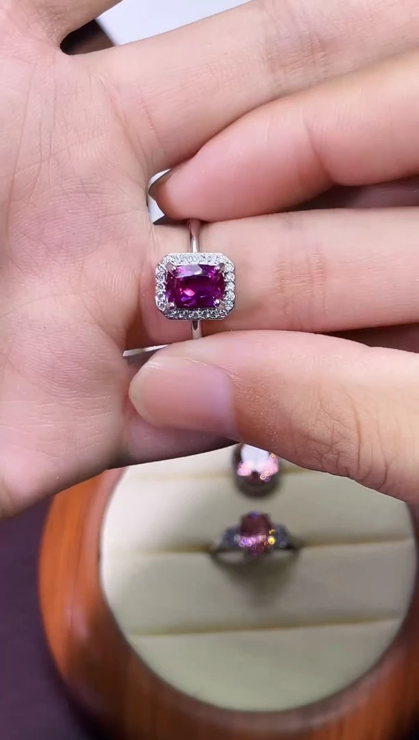 合金合成钻石红宝戒指