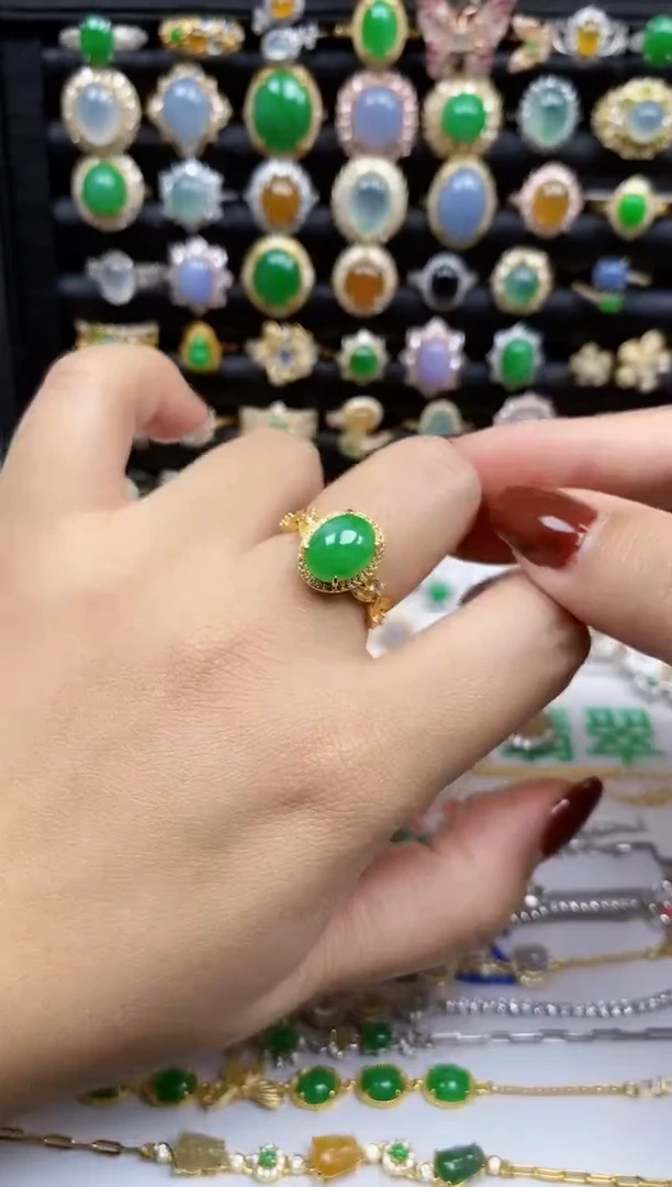 银S925镶嵌戒指翡翠555