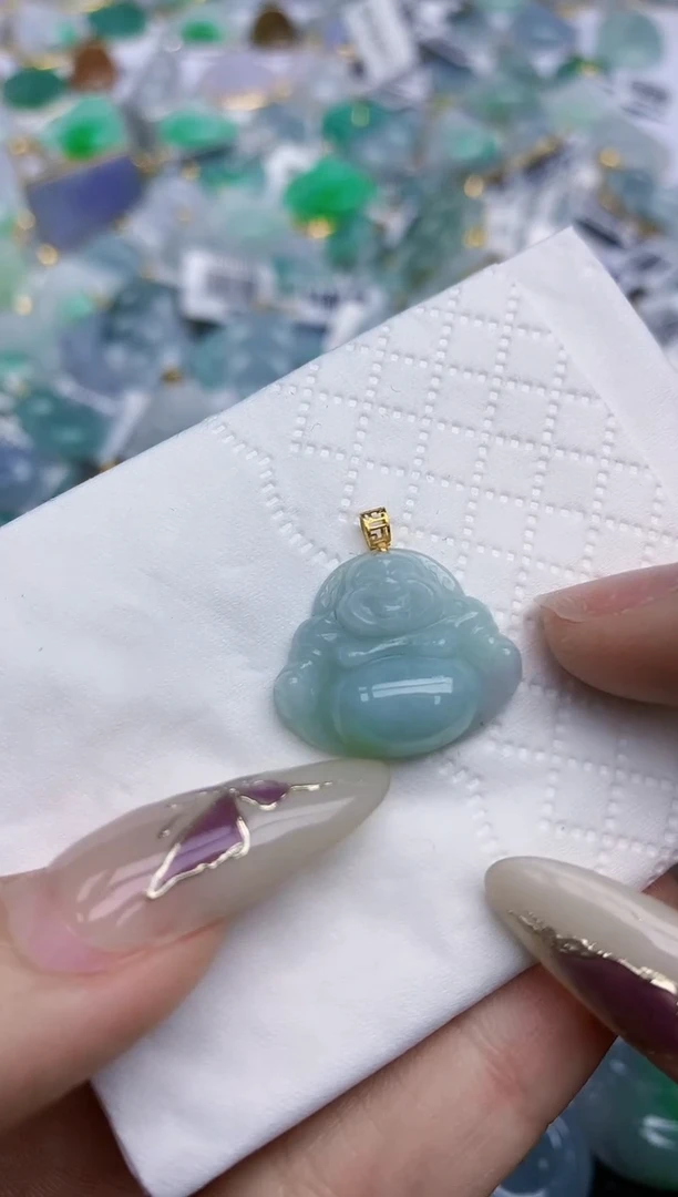 翡翠挂件18K金镶嵌36   天然翡翠A货