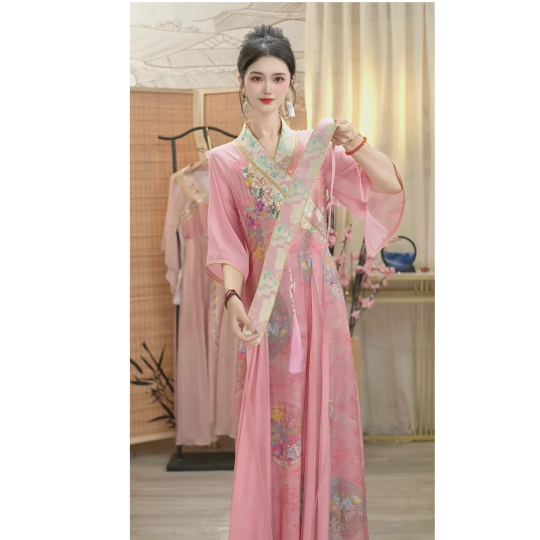 羽唐名2025夏季新款中国风飘逸日常长款连衣裙1557