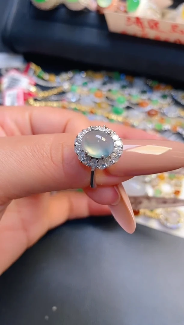 银S925镶嵌戒指翡翠天然