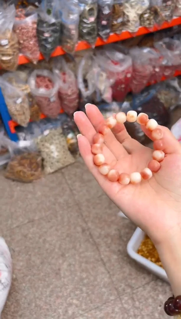 吊坠菩提根/象牙果粉色桶珠单圈