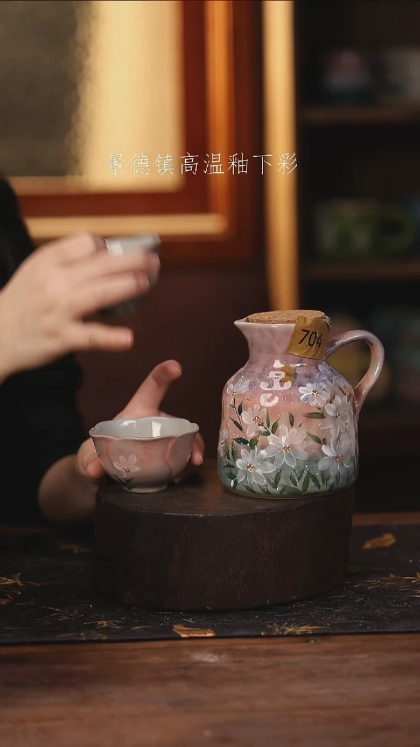 陶瓷景德镇高温釉下手绘陶瓷@L704@