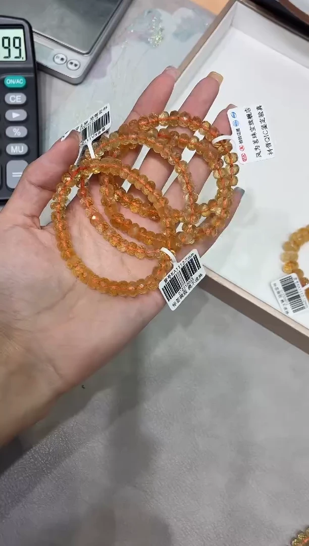 水晶手串未镶嵌ka1112黄水晶算盘7mm多样性给发一