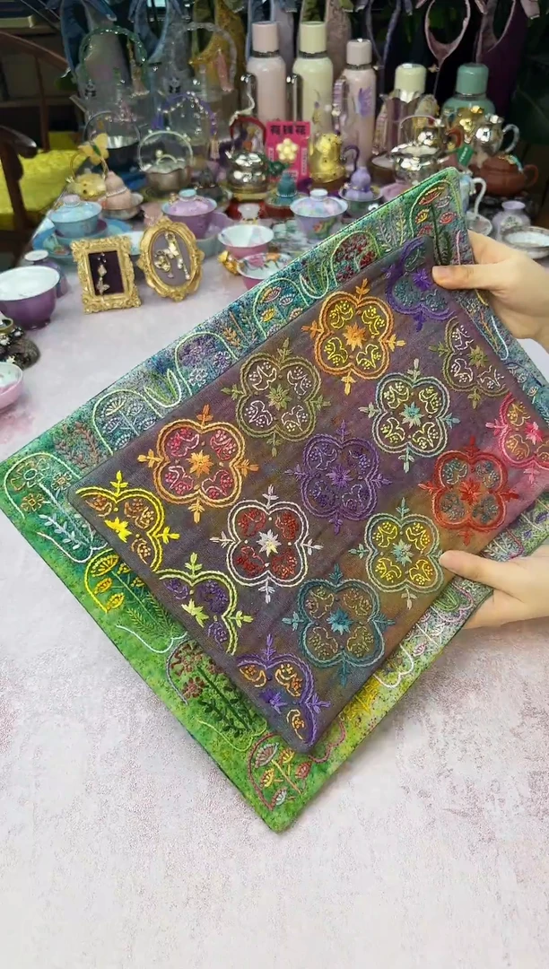 26 植物札染窗花刺绣茶席