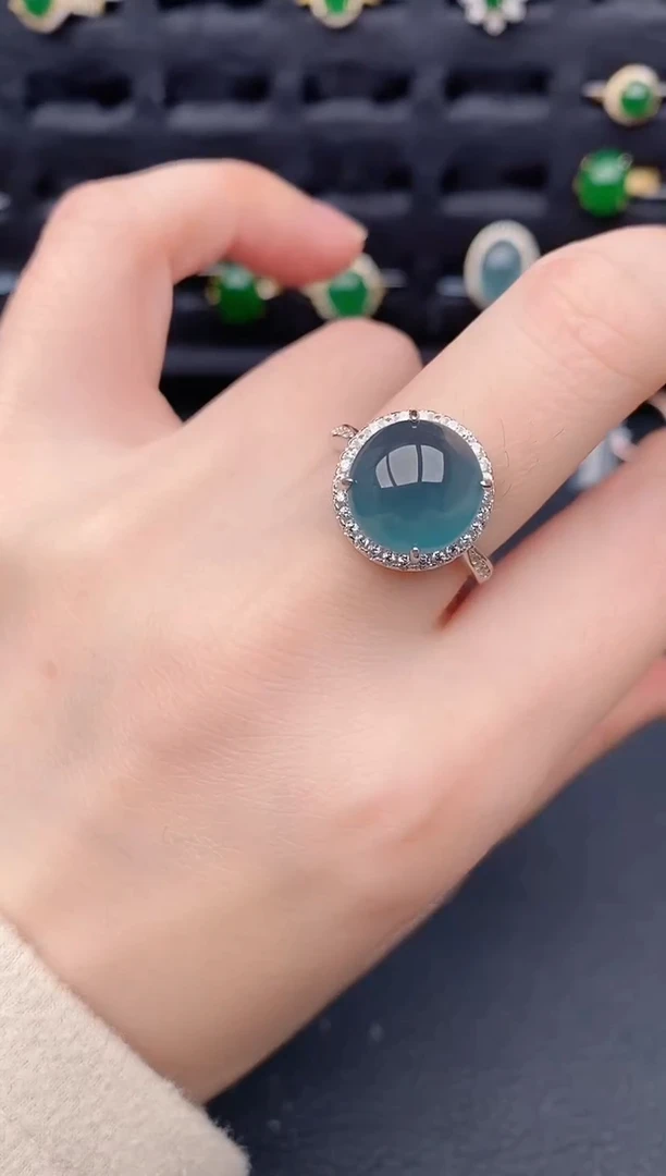 银S925镶嵌戒指翡翠天然a货翡翠240