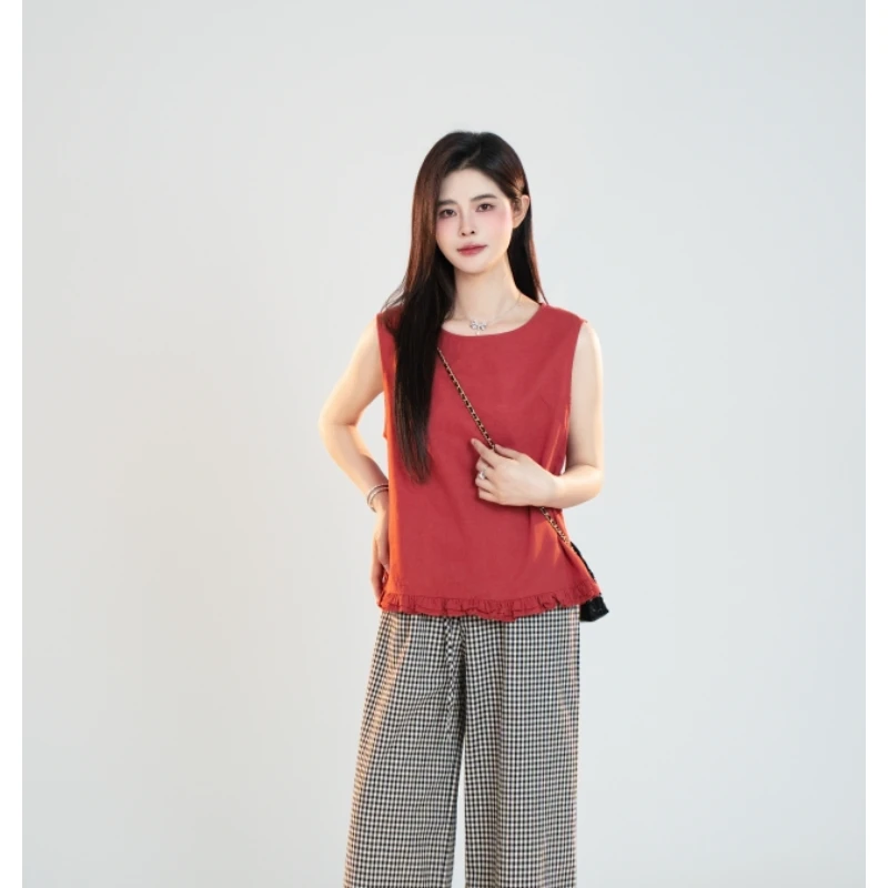 宿慕SUMU 夏季女款花边拼接下摆小衫6-19新品百搭时尚衬衫F8600Z