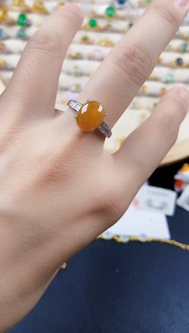 翡翠戒指银S925镶嵌45688