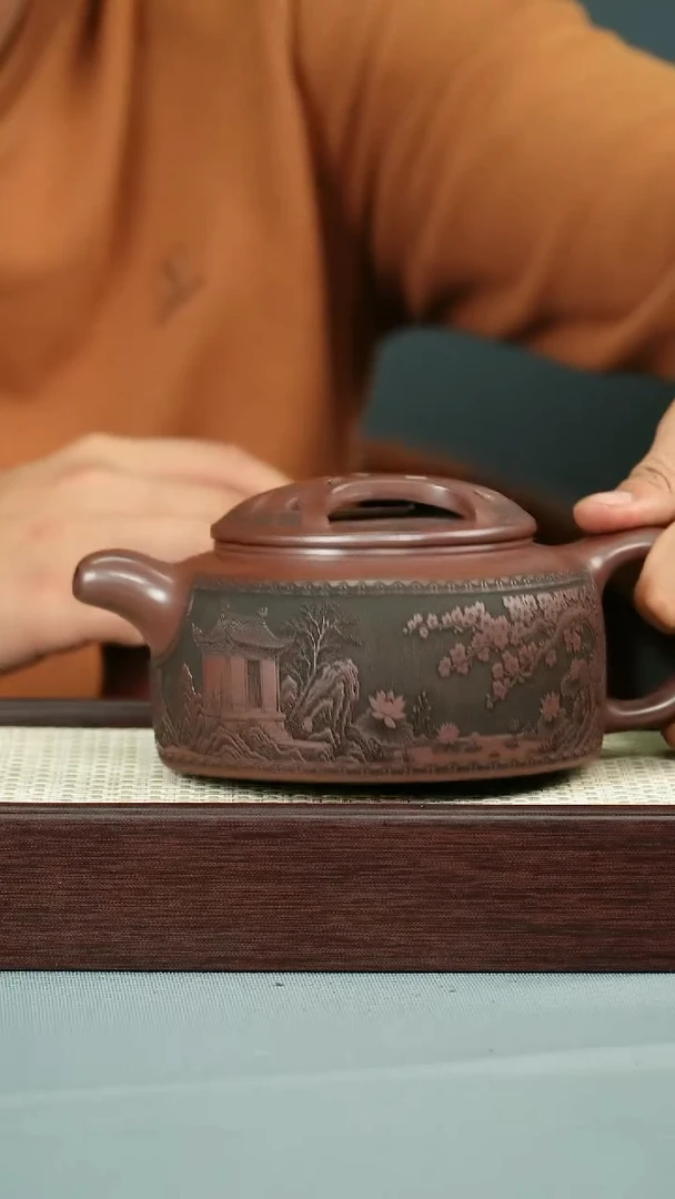 茶壶紫砂 原矿石红 牛盖莲子