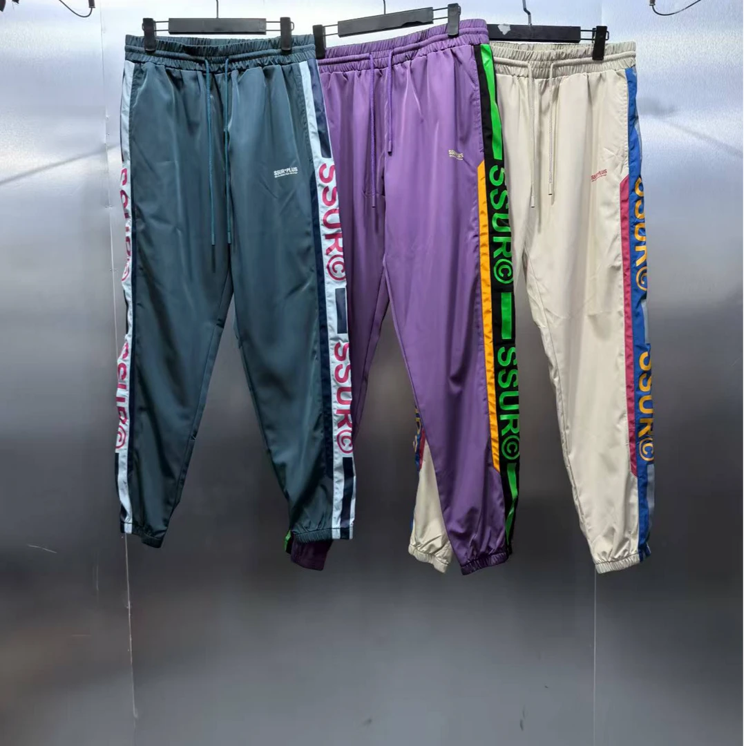 W01-72718-SSU夏季裤腿撞色拼接设计时尚直筒休闲裤