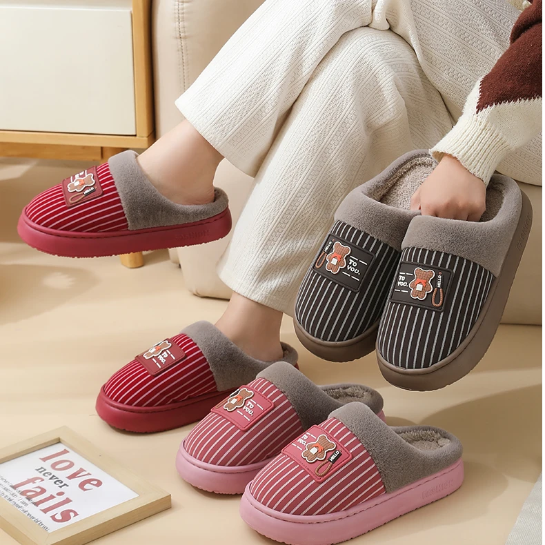 防滑保暖加厚加绒防水款秋冬季居家室内外软底毛绒棉拖鞋男女爆款