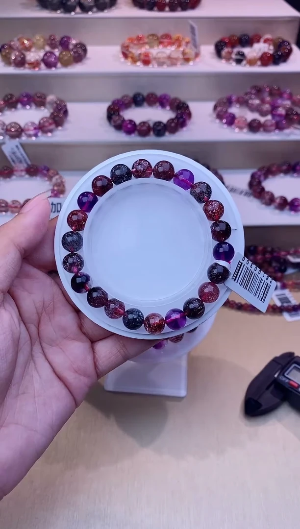 未镶嵌手链水晶黑加仑超七单圈8m+