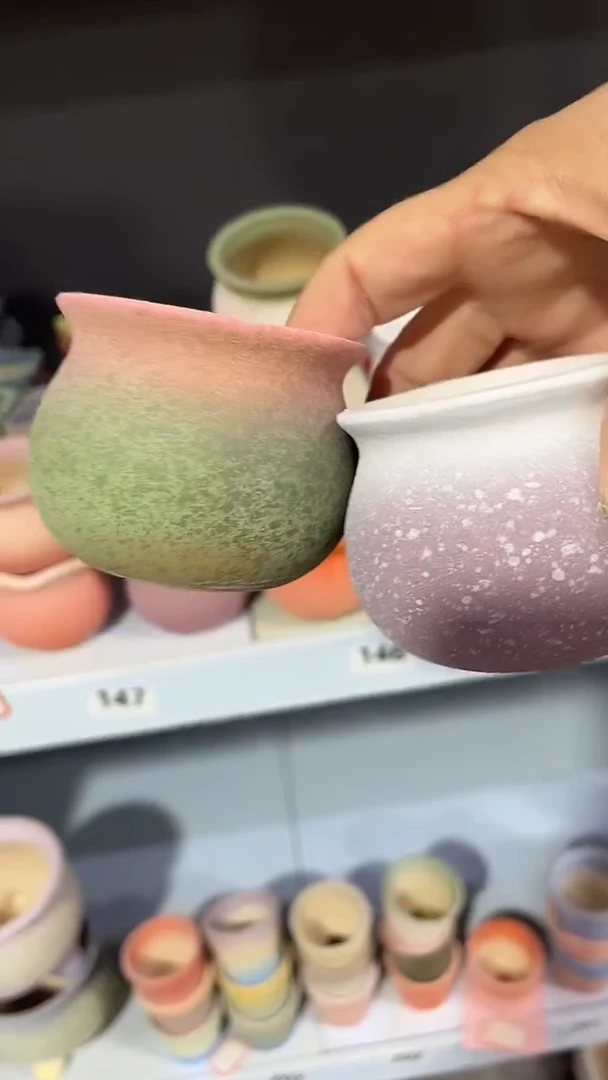 麦饭石粗套多肉花盆6*6两个