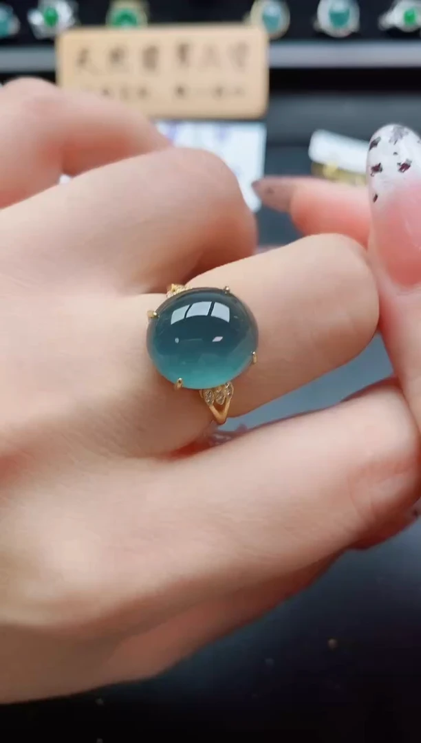 银S925镶嵌戒指翡翠1