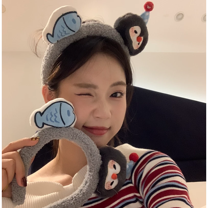 元气满满韩系ins风甜美少女心可爱小企鹅发箍洗脸敷面膜发卡头箍