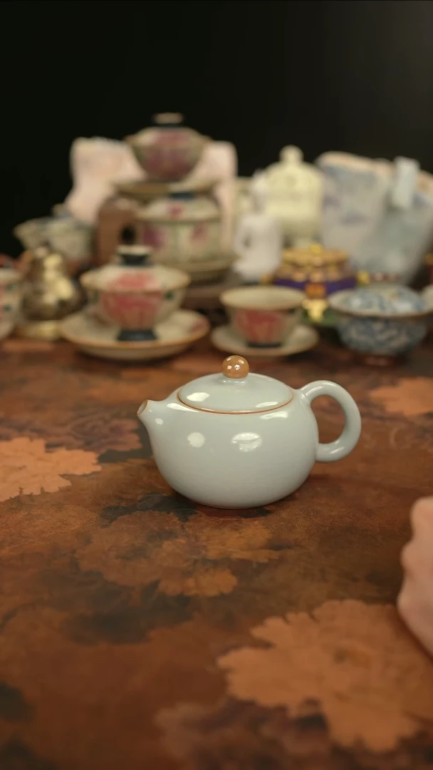 摩吉陶陶闪拍链接 汝窑西施壶