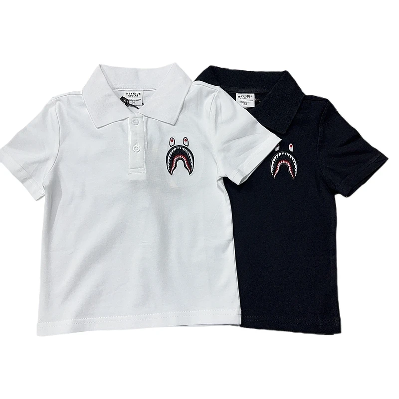 9052【鲨鱼polo】翻领时尚百搭休闲儿童短袖