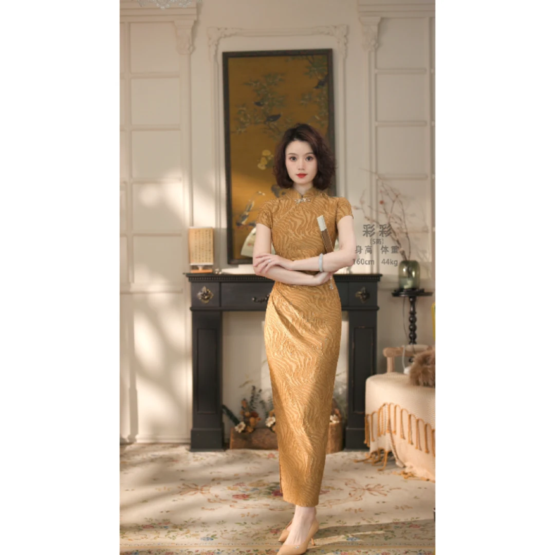 彩彩家【琉璃梦境】夏季原创复古收腰修身包臀设计优雅气质改良旗