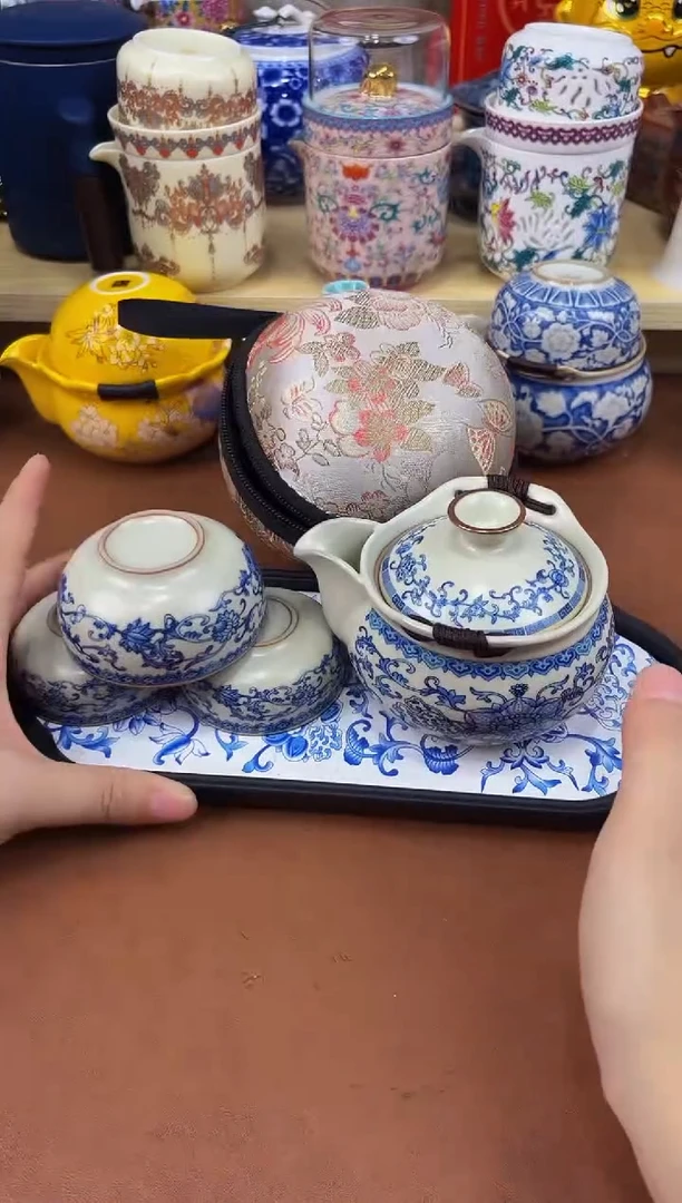 陶瓷茶具摆件旅行套组