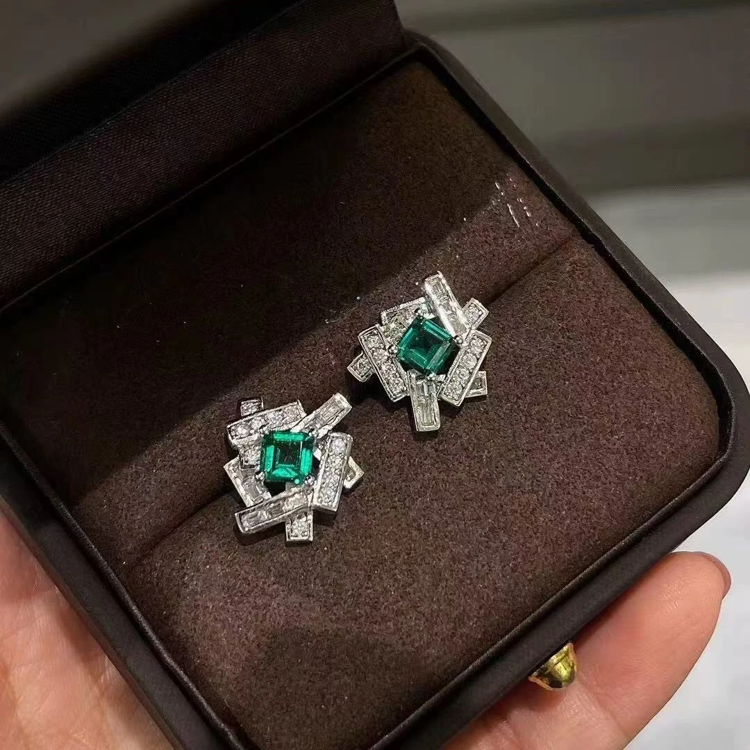 合金合成锆石耳饰 925银针 镀K金 旋转几何耳饰  ZF-A1076