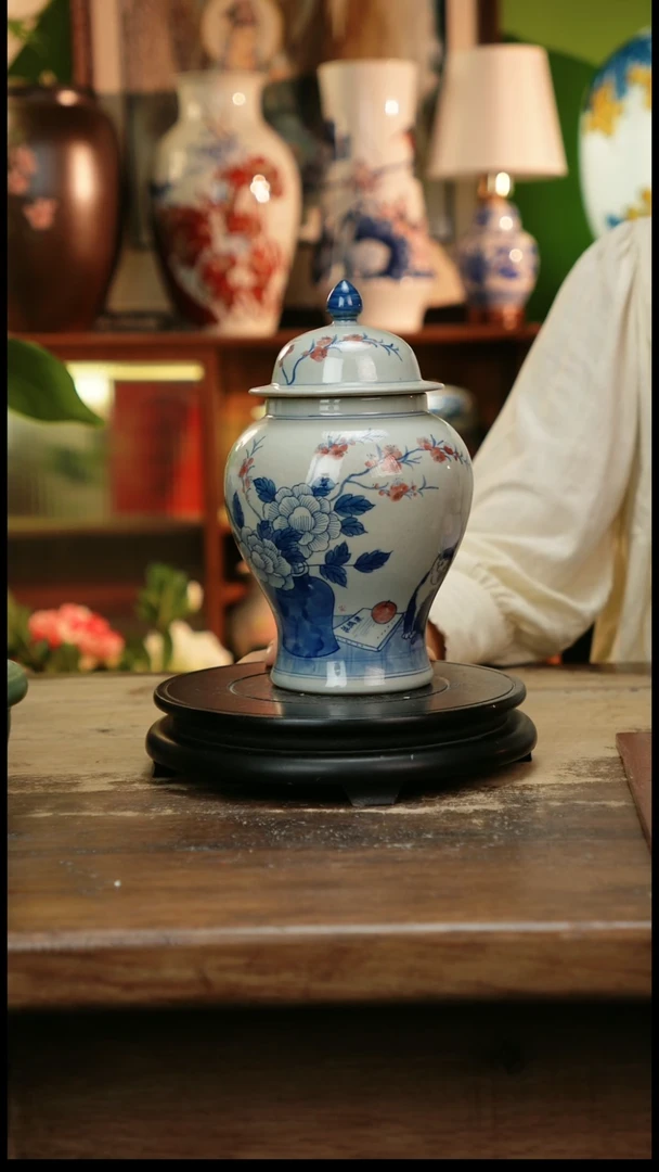 摆件 景德镇纯手工釉下彩精品花瓶