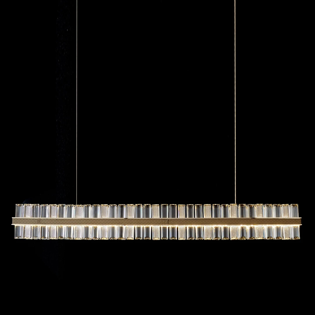 Bv皮革高级感意式极简意式轻奢岛台灯水晶灯