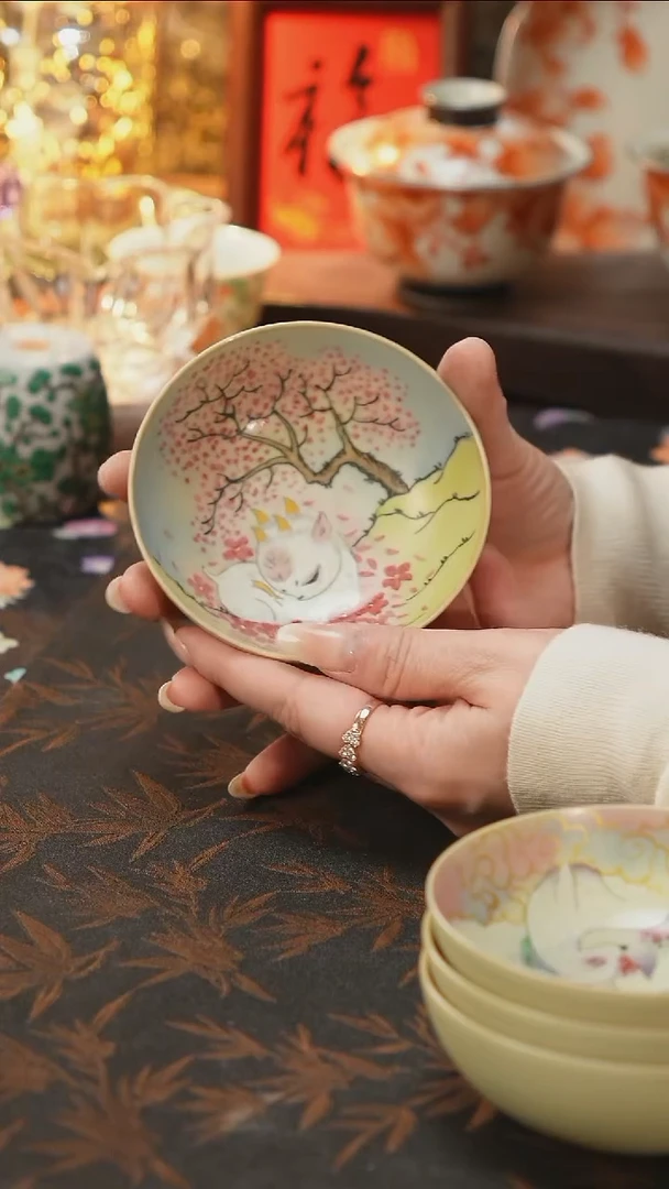 杯景德镇陶瓷杯碗柴烧多人