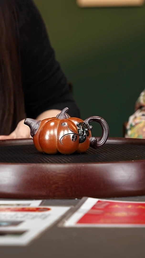 茶壶紫砂112杨建英 小南瓜 红金砂130cc