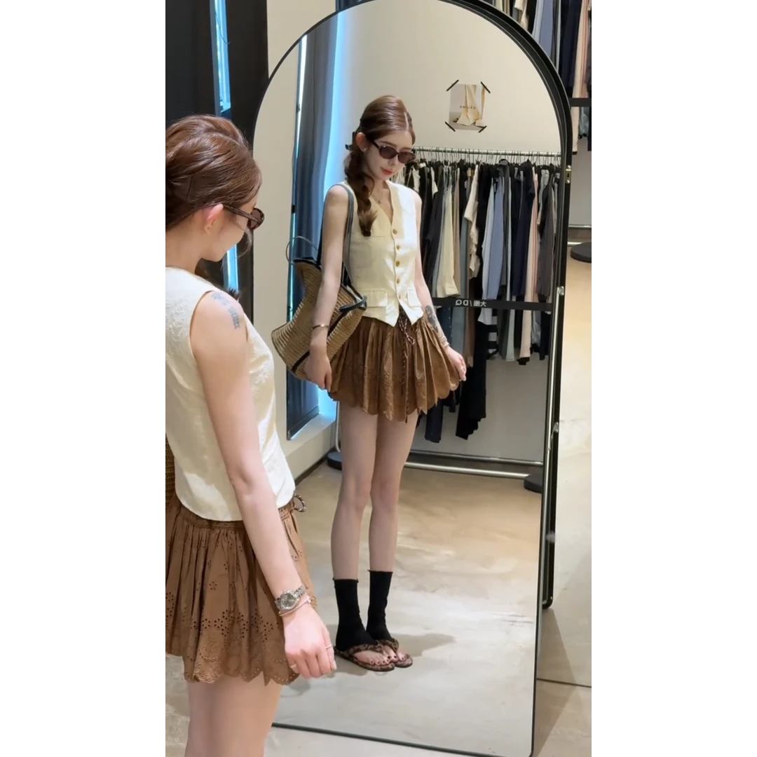 MARIE.COCO韩系小香风时尚套装独特修身背心上衣设计感镂空短裙潮