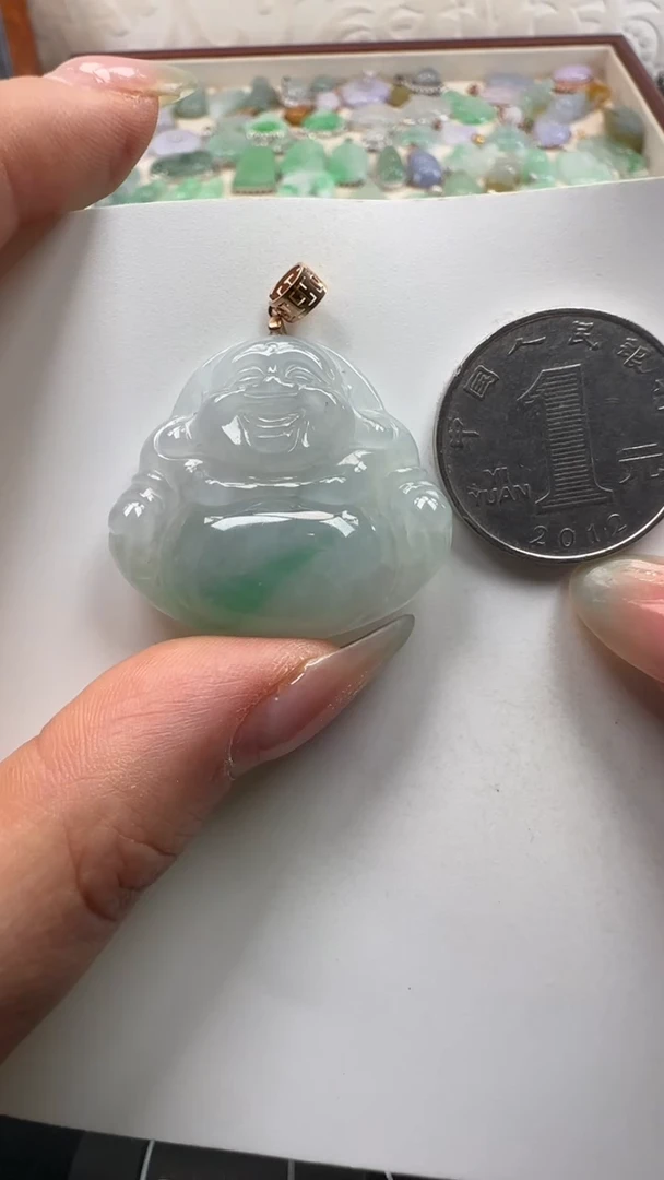 吊坠(不含链)18K金镶嵌翡翠佛公