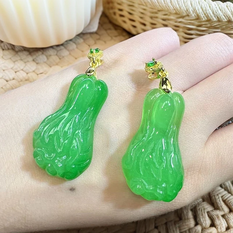 【绿白菜项链22M】时尚百搭男女同款吊坠绿色气质满绿（B594）