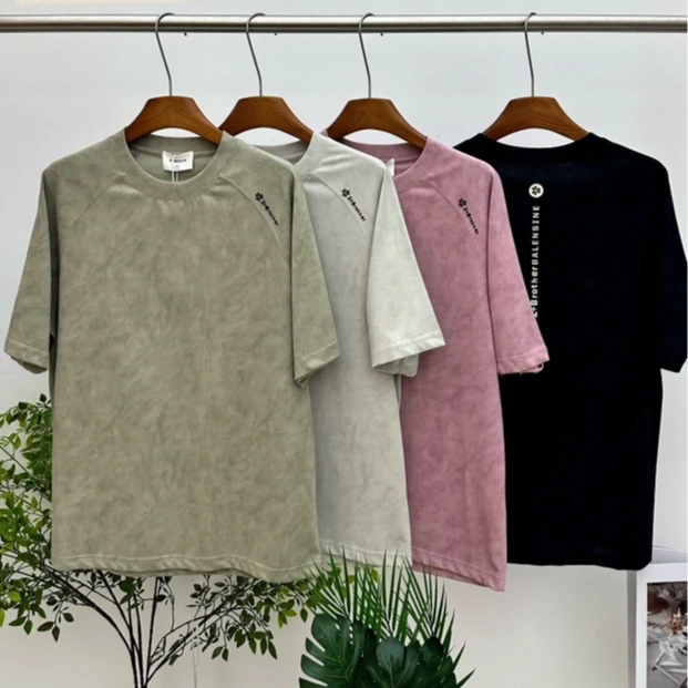 【插肩双面液氨扎染短袖】夏新款潮流休闲运动情侣T恤D-8332