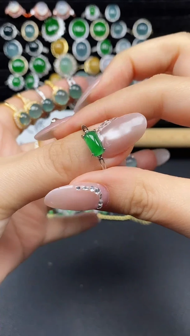 银S925镶嵌戒指翡翠8238