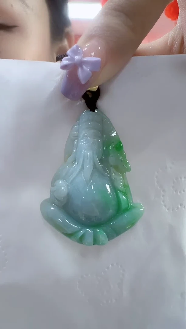 翡翠未镶嵌颈饰孤品财神高39宽31厚10