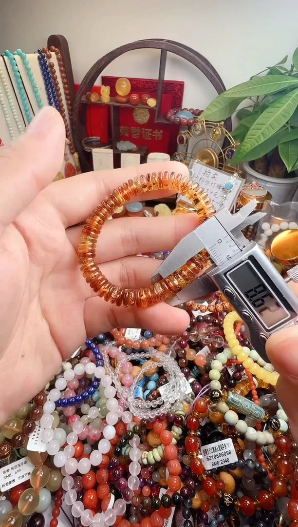 手链琥珀未镶嵌银**浪  一物一件）001370