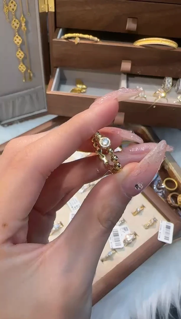 【闪购商品】钻石戒指/指环18K金镶嵌珠珠钻戒12#16#