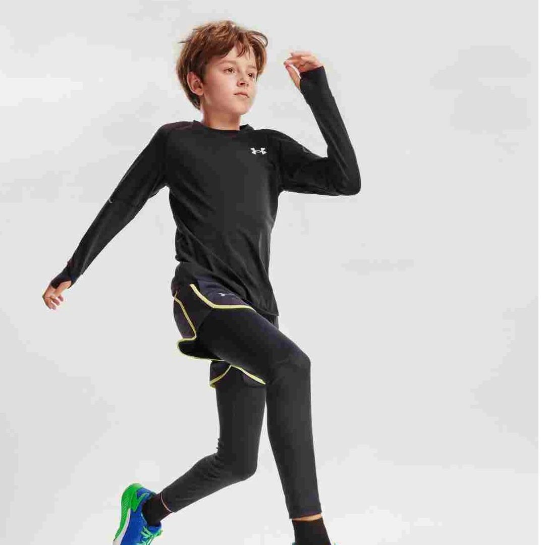 安德玛儿童男女春秋高能感长袖吸湿排汗运动T恤打底