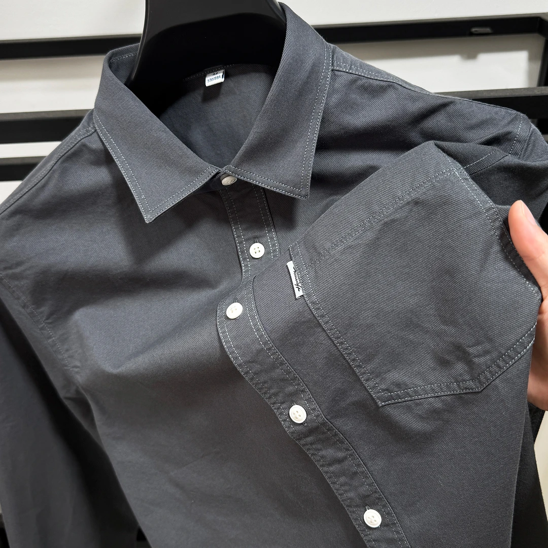 Zero Degree North高品质纯色长袖衬衫男士秋季新款商务休闲衬衫